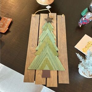 Rustic Green and Brown Wooden Holiday Tree Decor